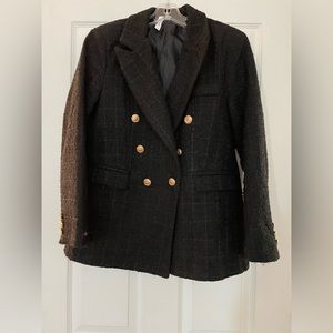 Women’s black tweed long sleeve blazer